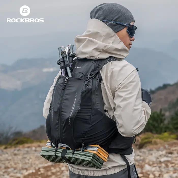 ROCKBROS Sac à dos imperméable extensible 19L grande capacité sac à dos tactique cyclisme randonnée trekking sports de plein air sac de voyage